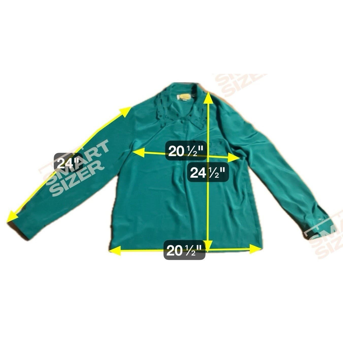Tigi Sport Vintage Teal Green Embroidered Cut Out Collar Blouse, Woman's Size 8 - Thumbnail 2