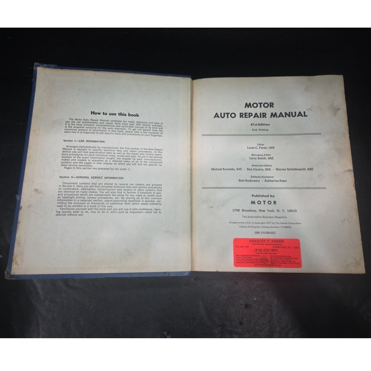 Motor Auto Repair Manual 1978, Professional Service Trade Ed, 41st Ed Hardcover - Thumbnail 3
