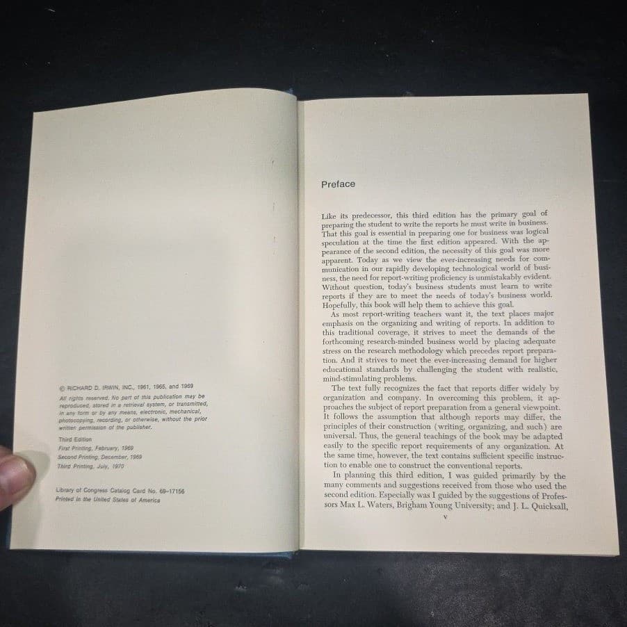 Report Writing for Business Raymond V Lesikar, 3rd Edition 1969, Blue Hardcover - Thumbnail 5