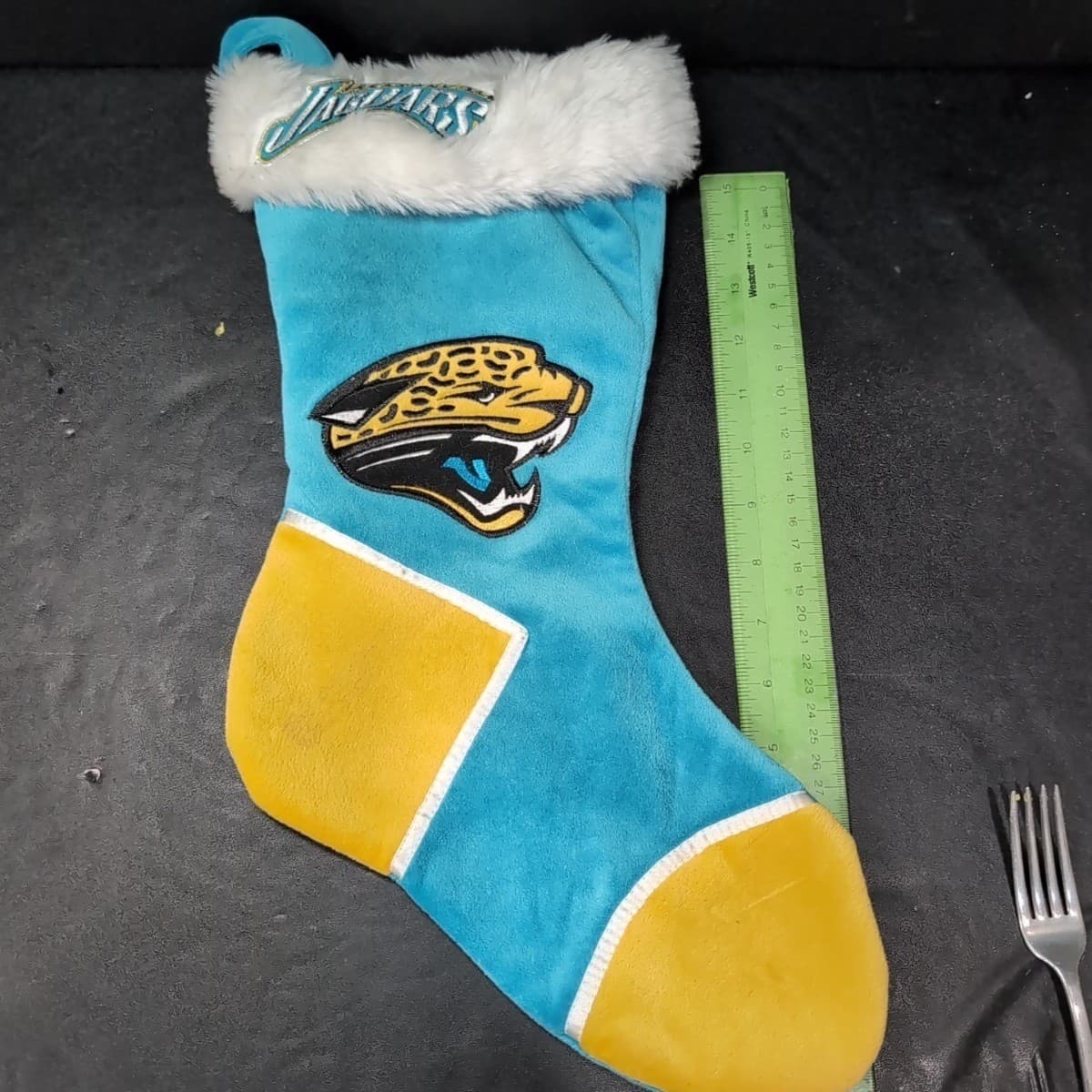 Jacksonville Jaguars NFL Teal Christmas Stocking, Faux Fur Forever Collectible - Thumbnail 8