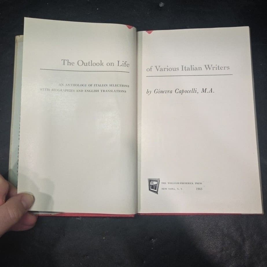 The Outlook on Life of Various Italian Writers Ginevra Capocelli 1963 Hardcover - Thumbnail 4