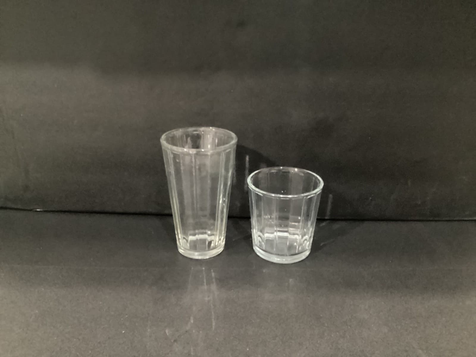 Libbey Short Tall Paneled Clear Glass Tumbler 4"/6” Tall Set of 2 - Thumbnail 7