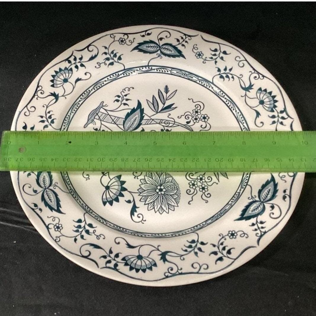 Royal USA Cavalier Blue Onion Dinner Plates, Set of 3, Vtg Ironstone, Dinnerware - Thumbnail 2