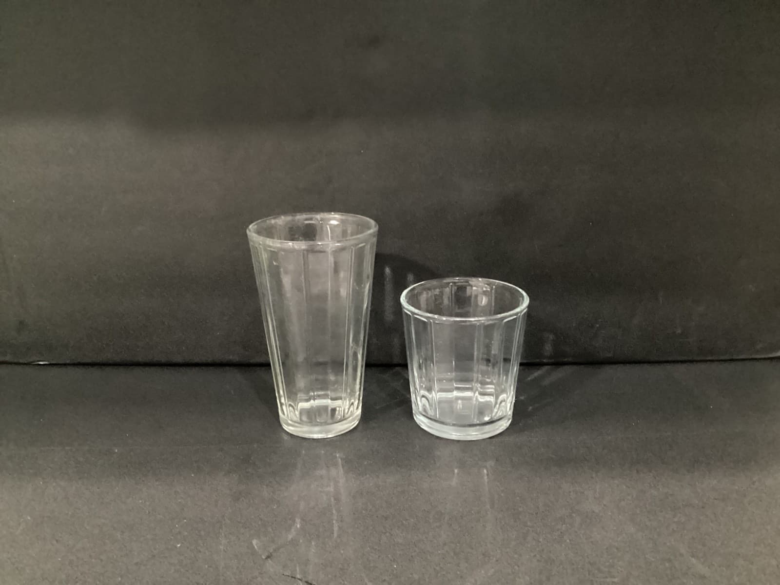 Libbey Short Tall Paneled Clear Glass Tumbler 4"/6” Tall Set of 2