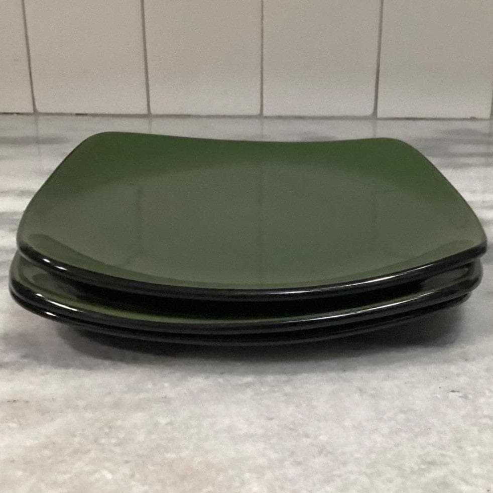 Corelle Hearthstone Bay Leaf Green Salad Plates, Set of 3, Square Stoneware - Thumbnail 7