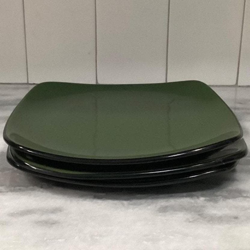 Corelle Hearthstone Bay Leaf Green Salad Plates, Set of 3, Square Stoneware - Thumbnail 9