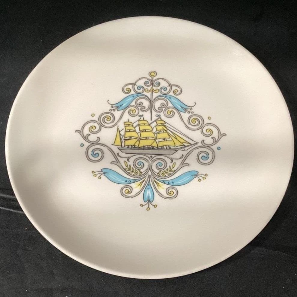 Canonsburg Voyager Stanhome Dinner Plate, Dura-Gloss USA, Nautical Ship Pattern - Thumbnail 6