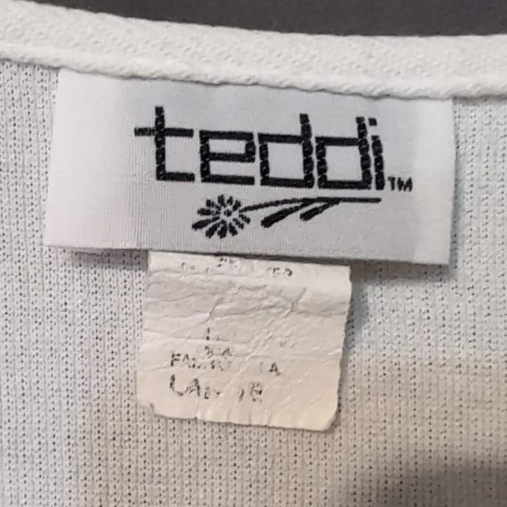 Teddi White Ribbed Knit Short Sleeve Cardigan, Floral Embroidered, Women's Large - Thumbnail 5