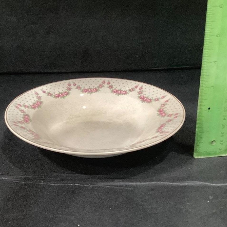 Crown Potteries Floral Serving Bowl, White Serveware, Replacement Tableware - Thumbnail 3