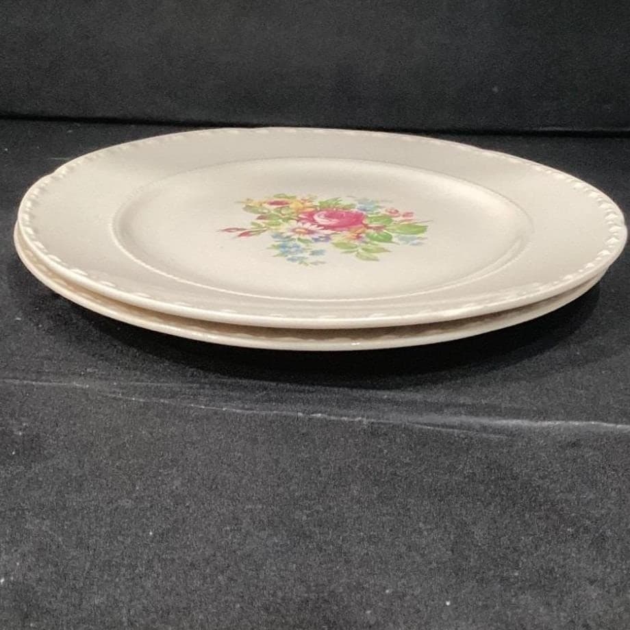 Crooksville China Floral Salad Plates, Set of 2, Vintage USA Ceramic Dinnerware - Thumbnail 9