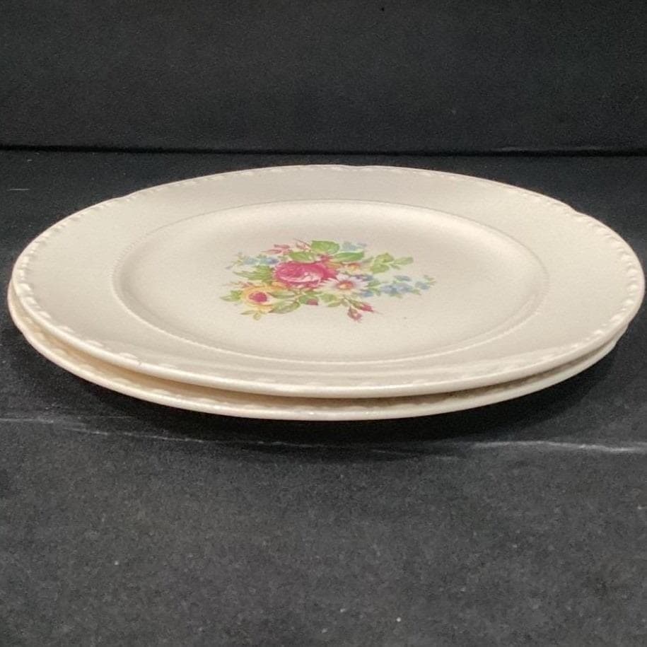 Crooksville China Floral Salad Plates, Set of 2, Vintage USA Ceramic Dinnerware - Thumbnail 10