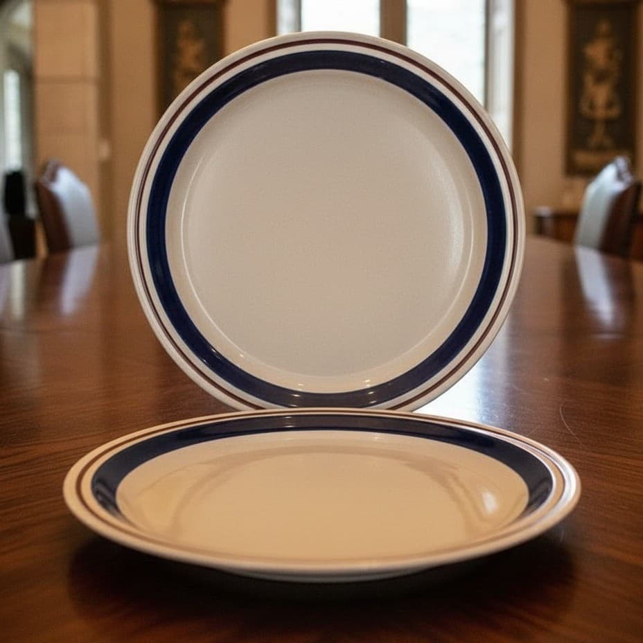 Chateau Cobalt Blue Dinner Plates, Set of 2, Stoneware Japan, Vintage Dinnerware