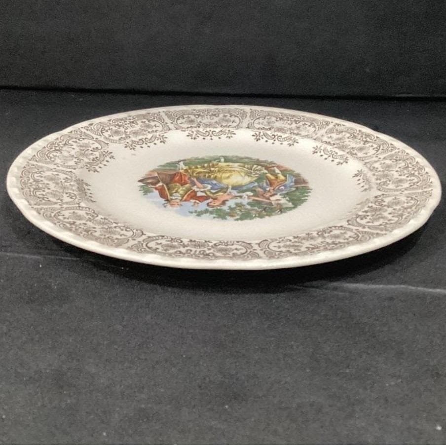 Crooksville China Decorative Plate, Colonial Couple Dancing, Gilded Rim, Vintage - Thumbnail 8