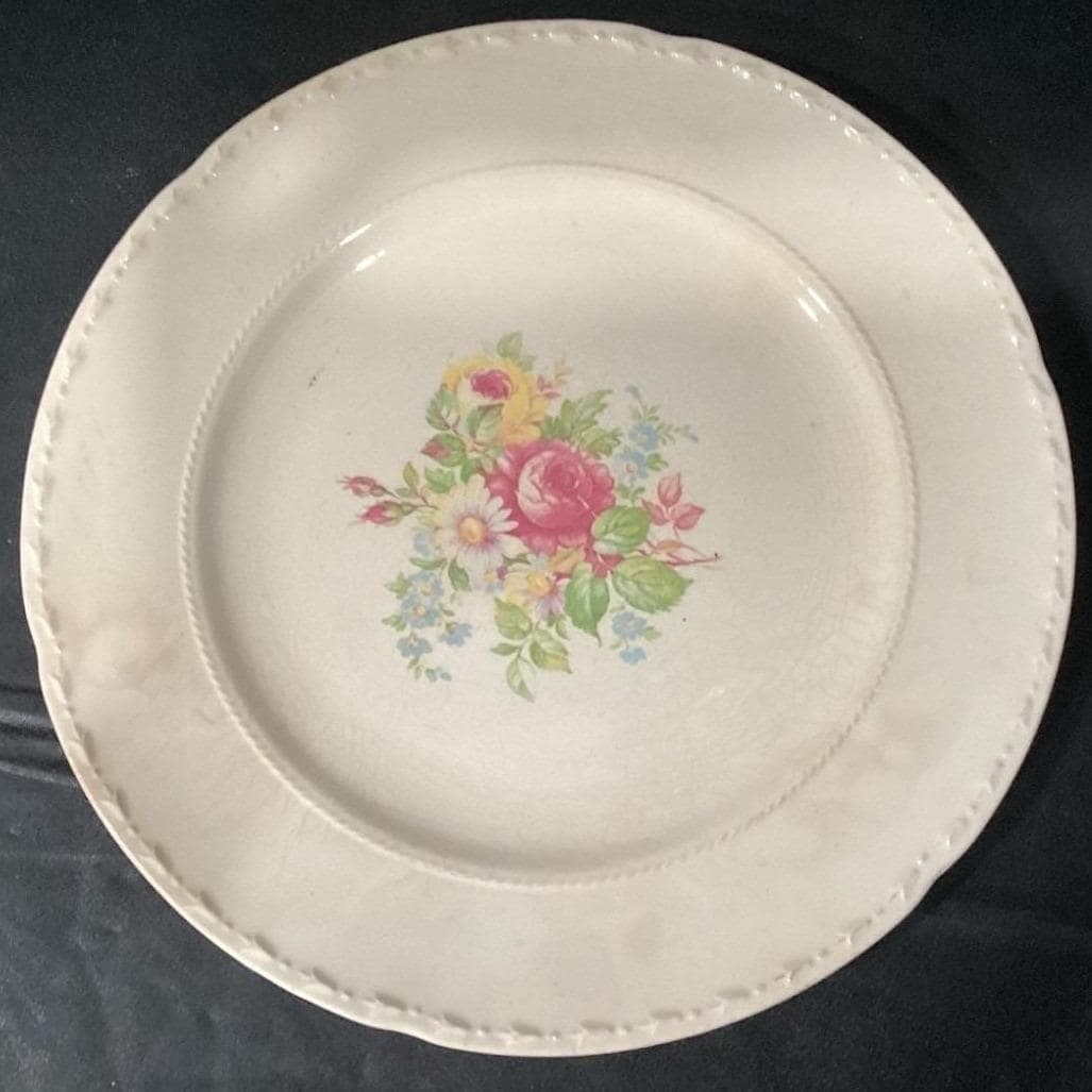 Crooksville China Floral Salad Plates, Set of 2, Vintage USA Ceramic Dinnerware - Thumbnail 6