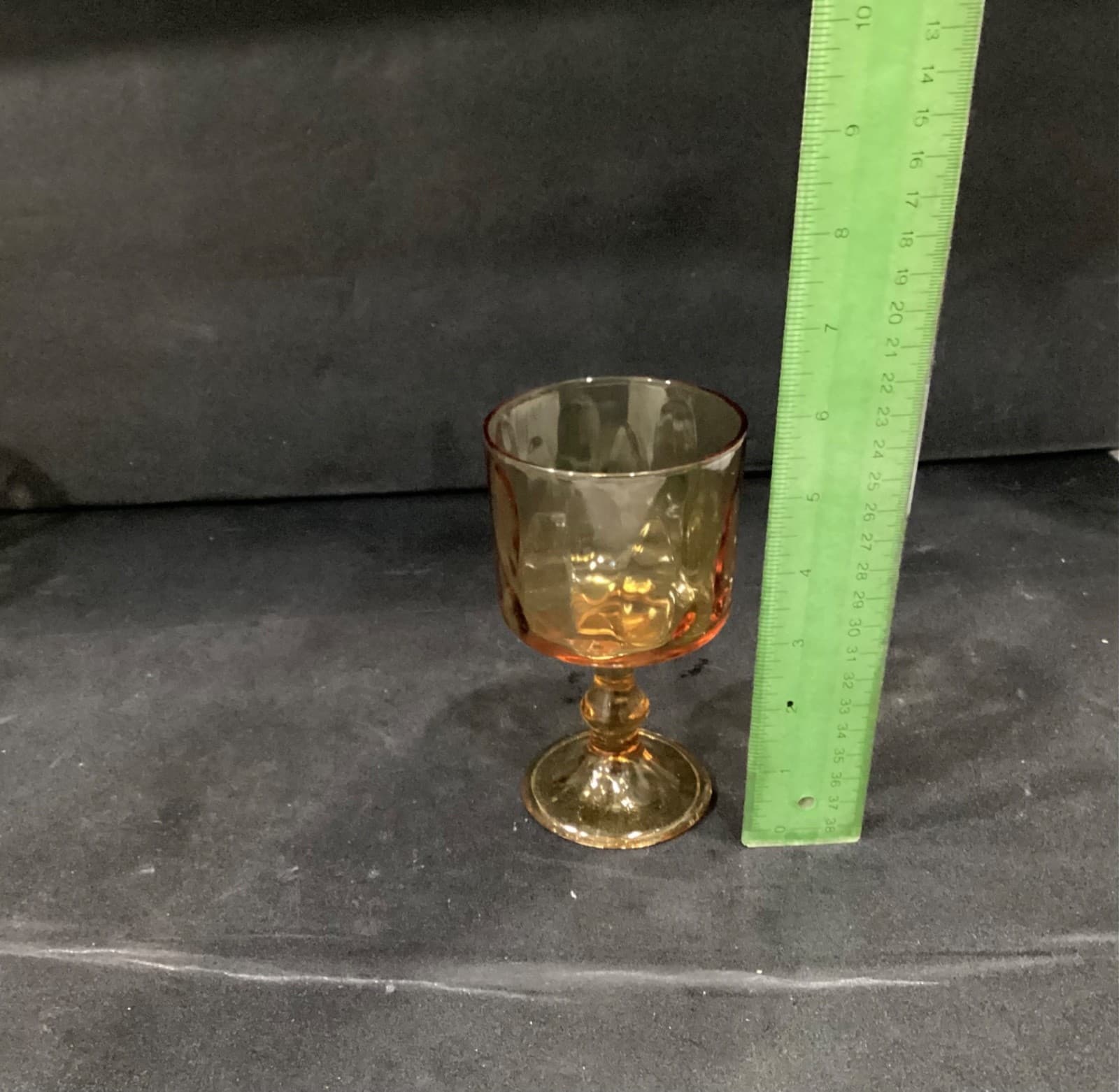 Set Of 4 Vintage Hazel Atlas El Dorado Amber Gold Wine Glass Goblets Thumbprint - Thumbnail 5