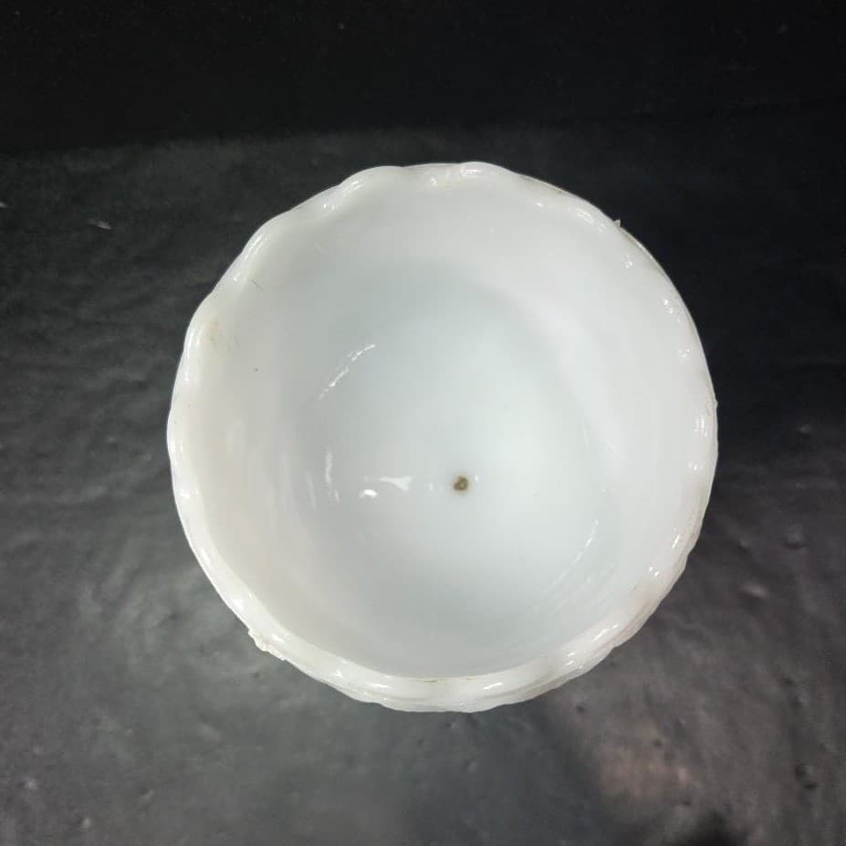 Milk Glass Diamond Design Goblet, Textured Pedestal Compote, Vintage Glassware - Thumbnail 7