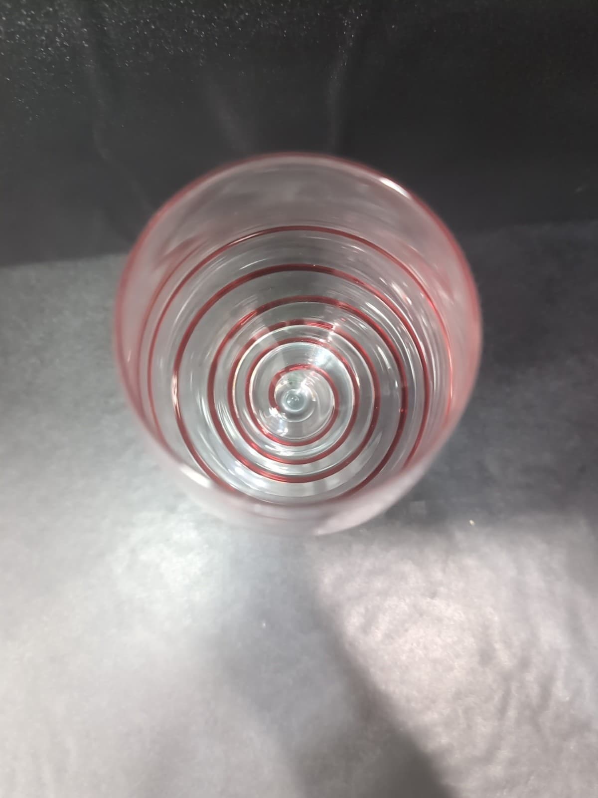 Swirline Inspired Wine Glass, 8.5" Water Goblet, Red Striped Design, Replacement - Thumbnail 6