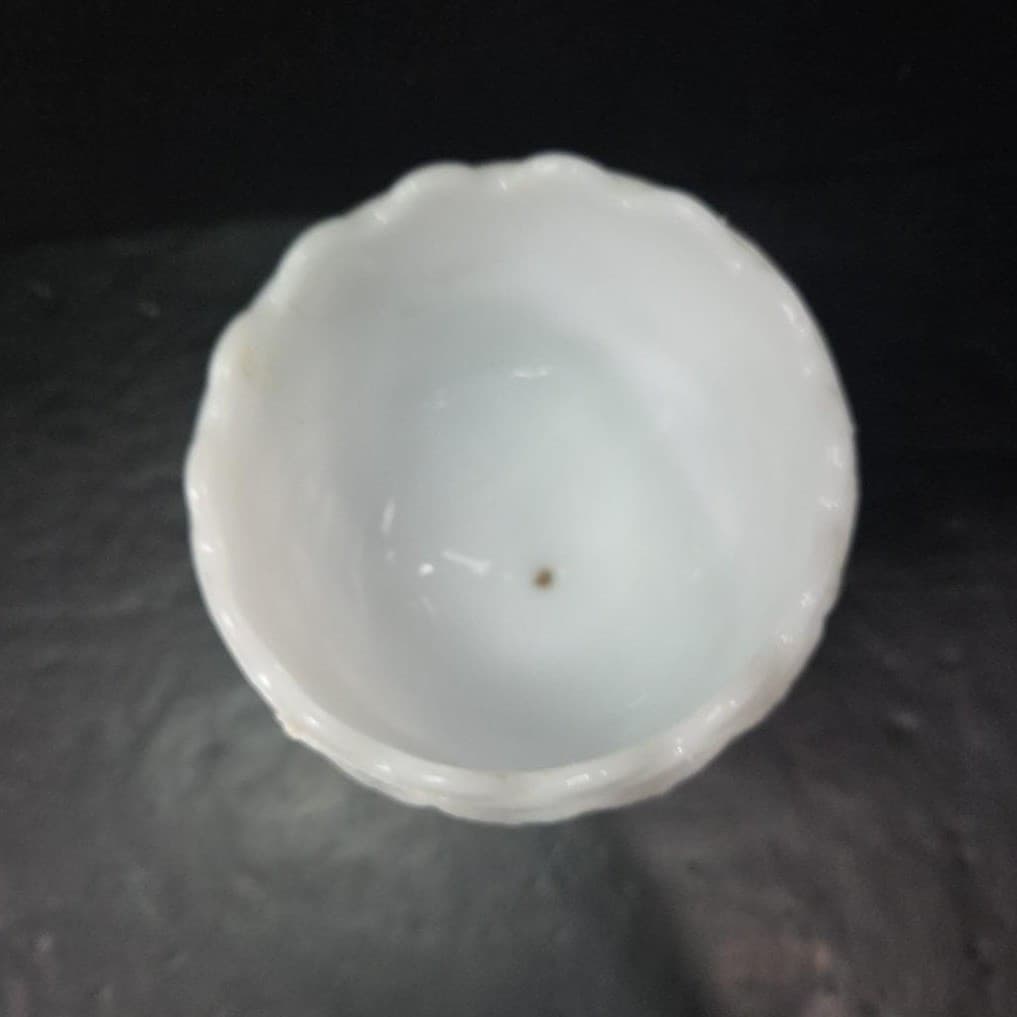 Milk Glass Diamond Design Goblet, Textured Pedestal Compote, Vintage Glassware - Thumbnail 6