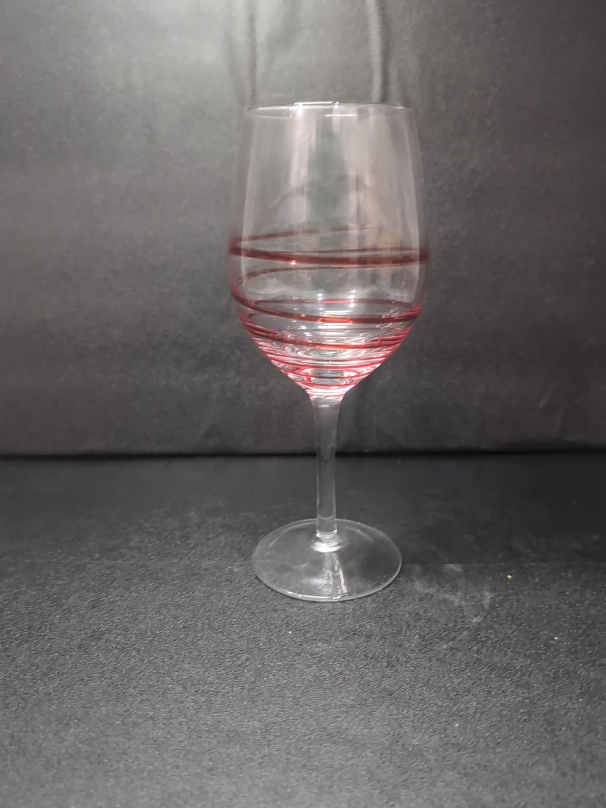 Swirline Inspired Wine Glass, 8.5" Water Goblet, Red Striped Design, Replacement