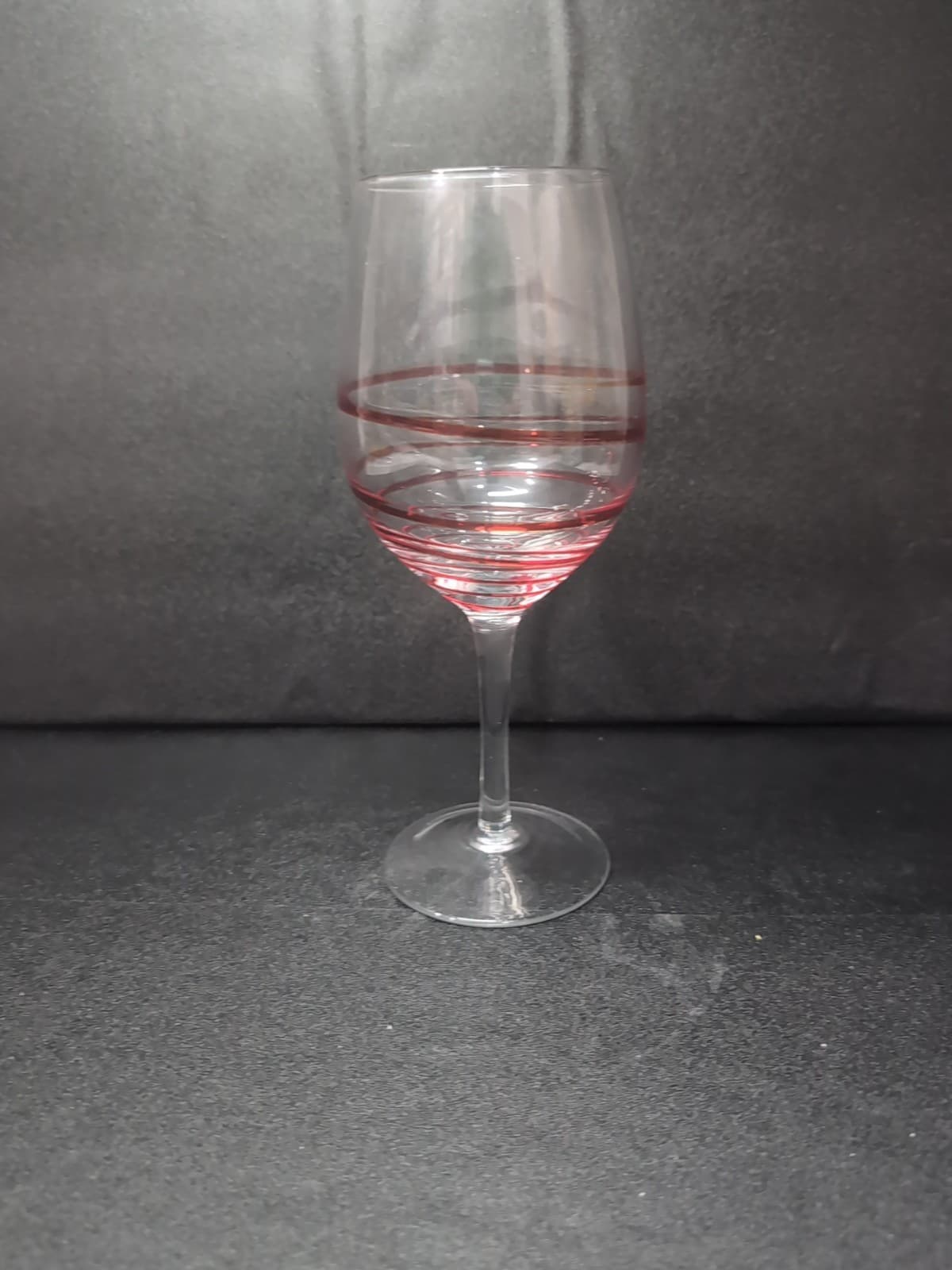 Swirline Inspired Wine Glass, 8.5" Water Goblet, Red Striped Design, Replacement - Thumbnail 2