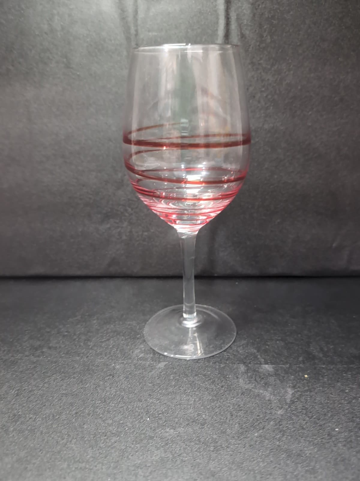 Swirline Inspired Wine Glass, 8.5" Water Goblet, Red Striped Design, Replacement - Thumbnail 4
