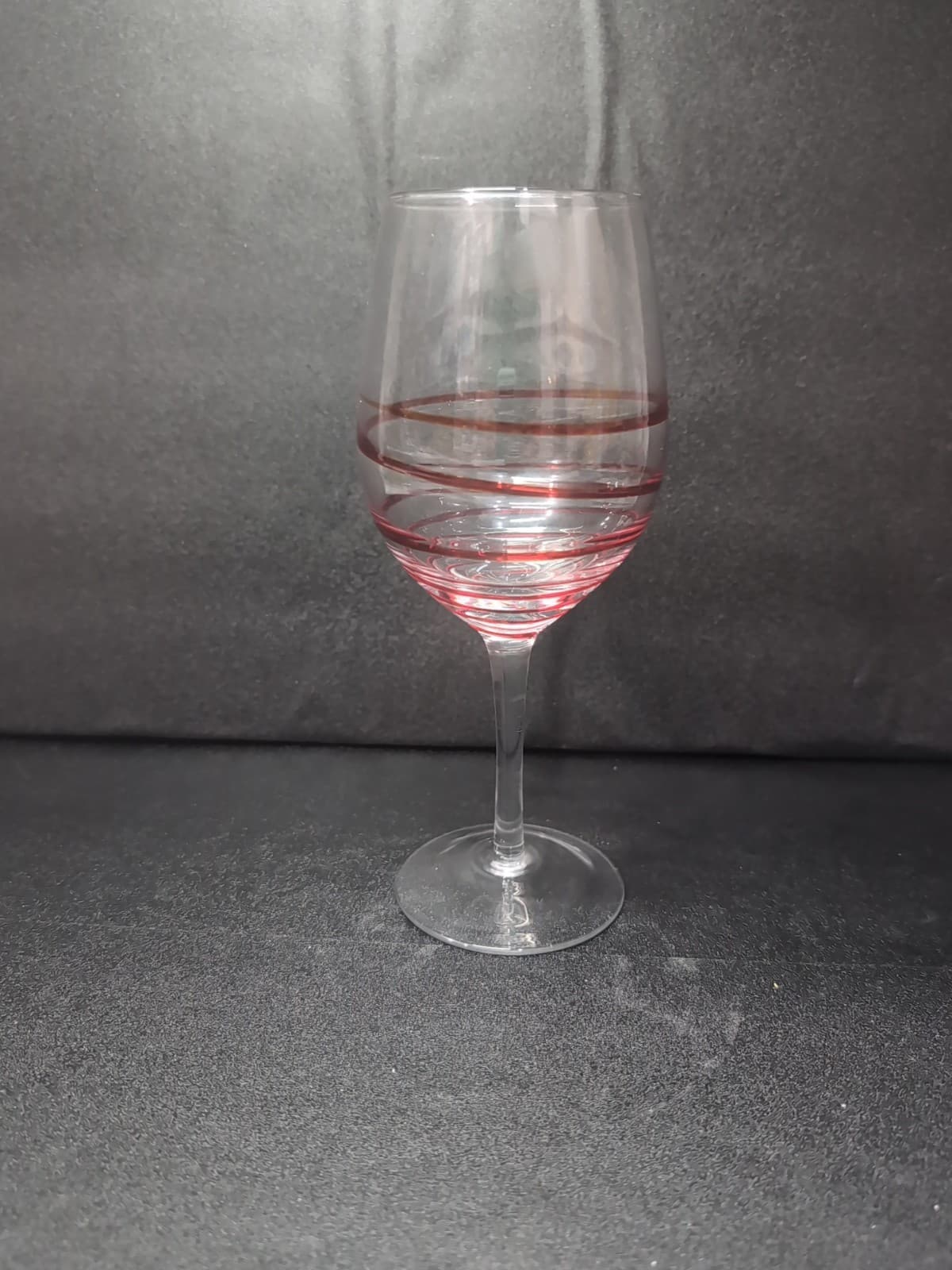 Swirline Inspired Wine Glass, 8.5" Water Goblet, Red Striped Design, Replacement - Thumbnail 3