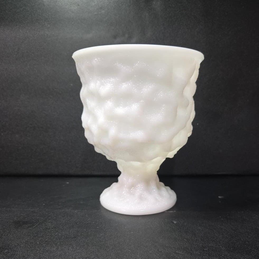 EO Brody White Milk Glass Pedestal Compote, Centerpiece Vase Replacement Planter - Thumbnail 3