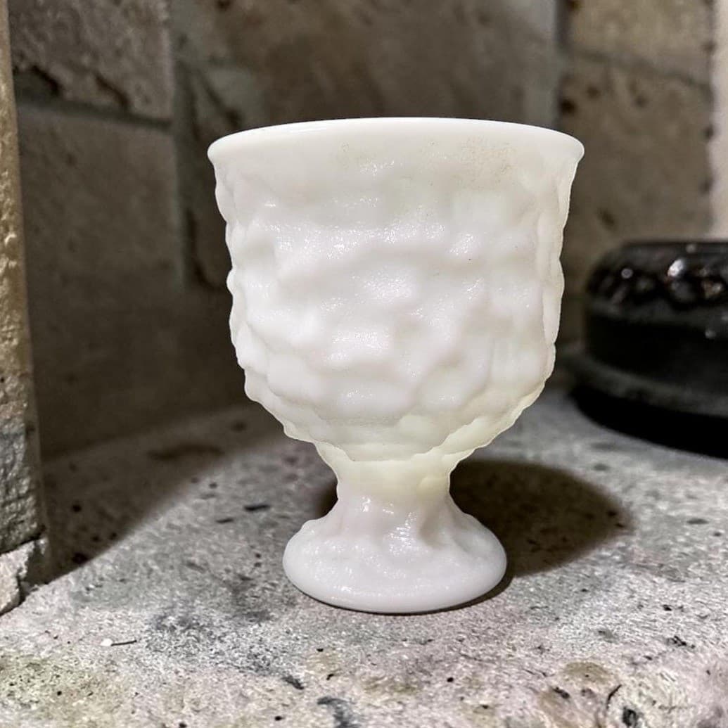 EO Brody White Milk Glass Pedestal Compote, Centerpiece Vase Replacement Planter