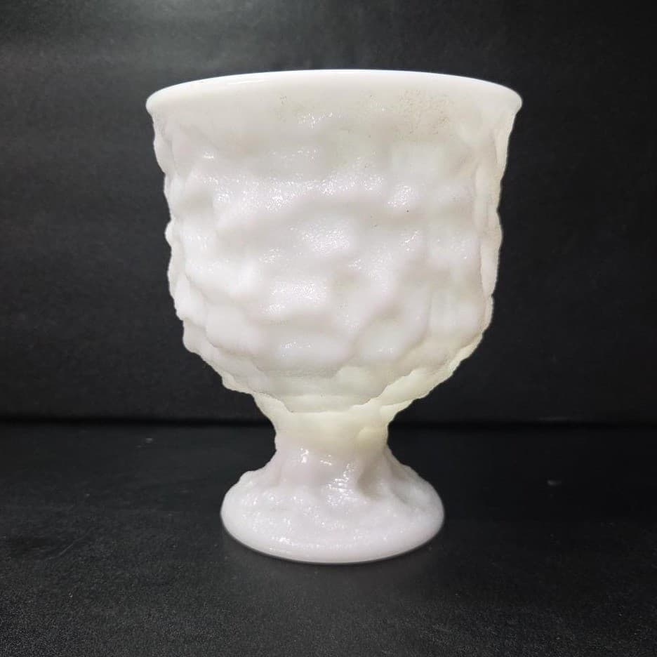 EO Brody White Milk Glass Pedestal Compote, Centerpiece Vase Replacement Planter - Thumbnail 2