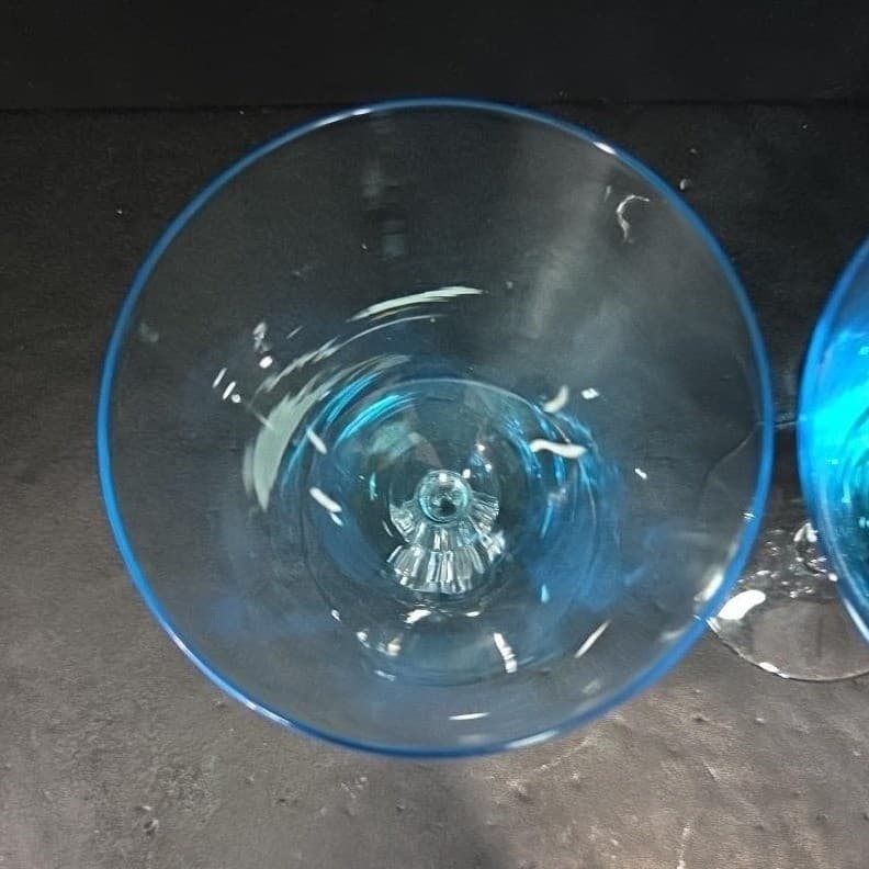 Seneca Blue Belnor Water Glasses, Set of 2, Vintage Stemmed Goblets, Drinkware - Thumbnail 7