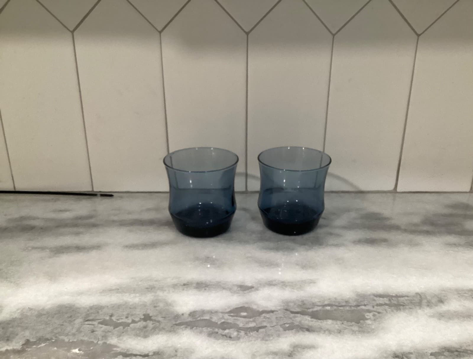 Vintage Libbey Apollo Dusky Blue Small 3” Juice Glasses Set of 2 - Thumbnail 10