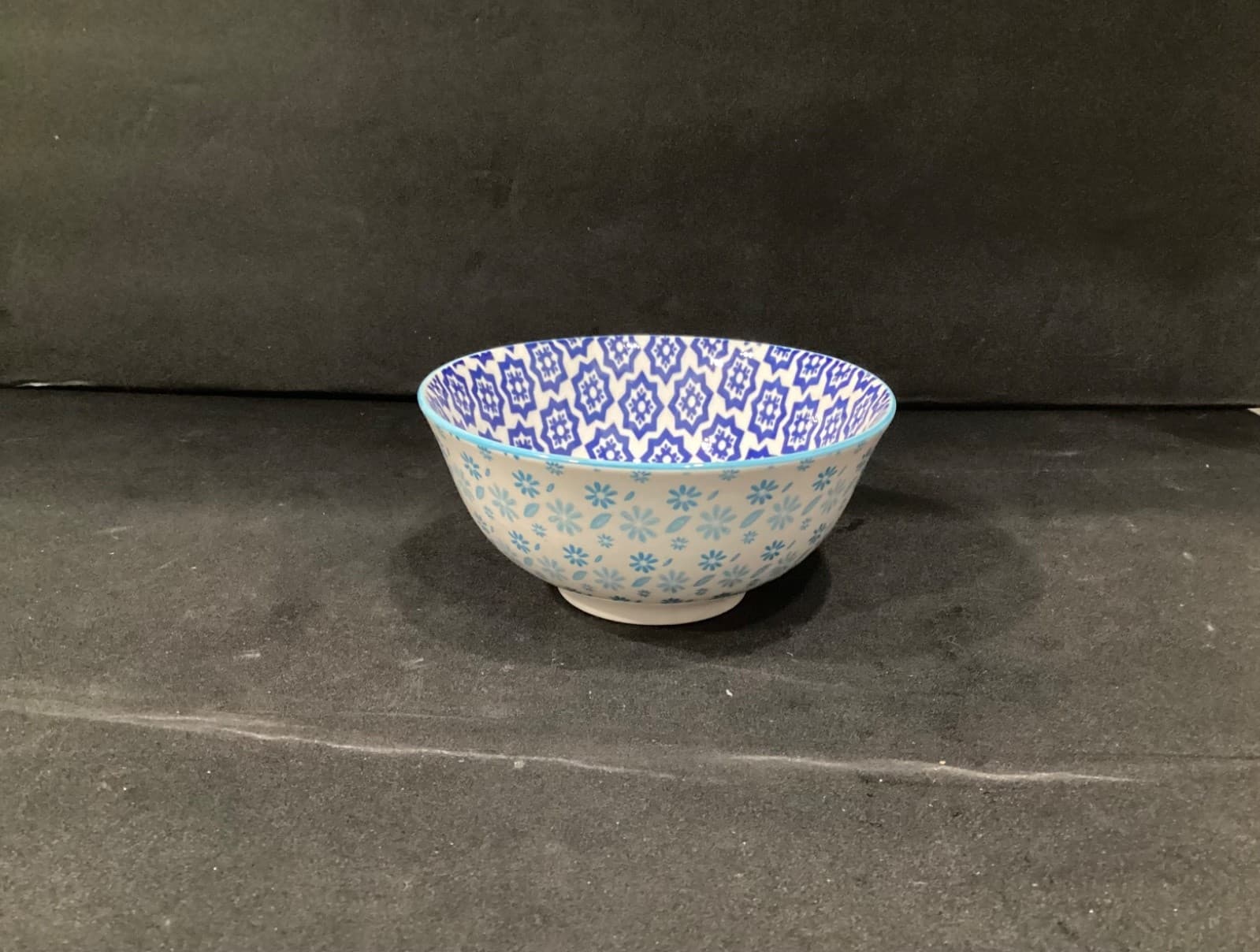 Dover & York Cereal Soup Bowl Geometric White Blue - Thumbnail 11