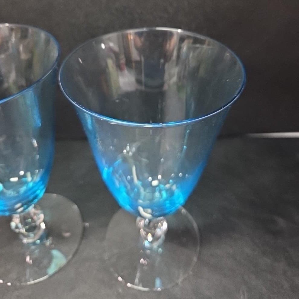 Seneca Blue Belnor Ice Tea Glasses, Stemmed Goblets, Set of 2, Elegant Drinkware - Thumbnail 6