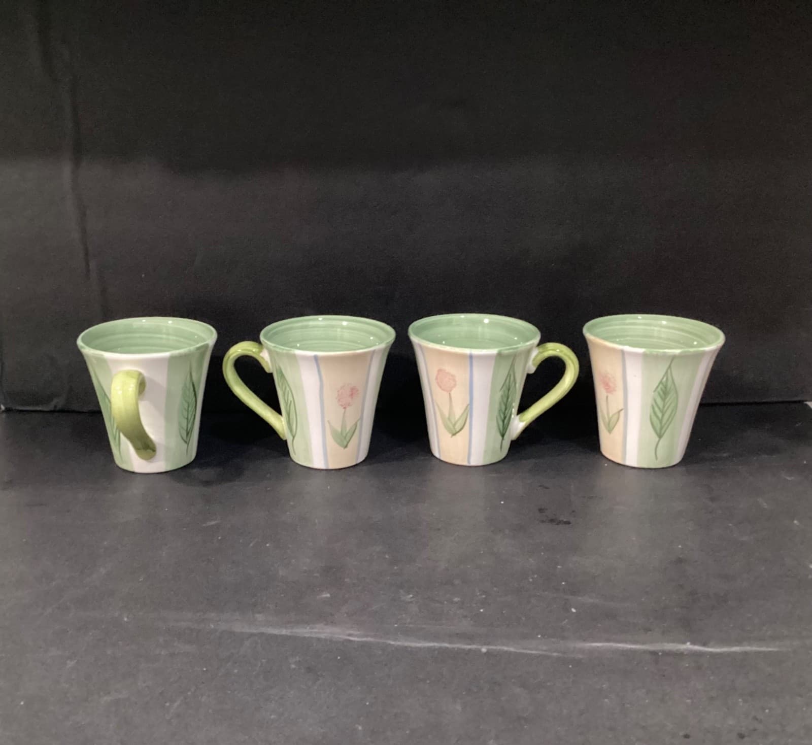 Set of 4 Meiwa Coffee Cups Mugs 12 ounces Handpainted - Thumbnail 3