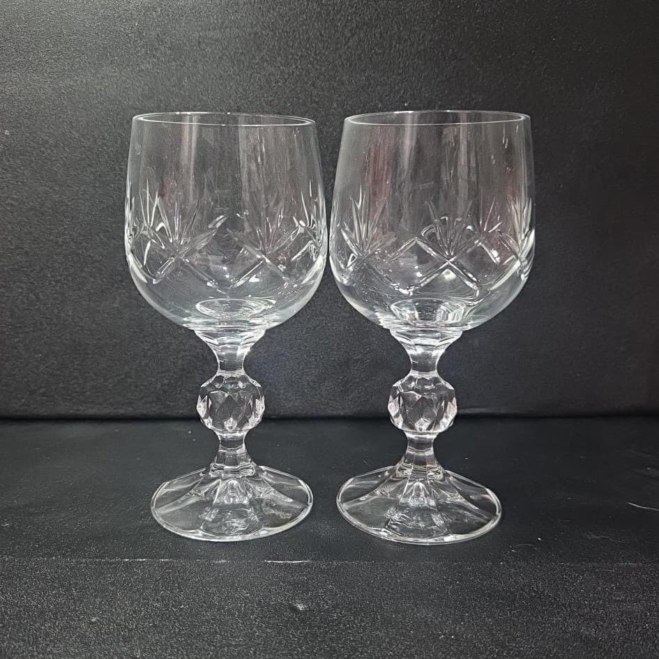 Crystalex Clear Wine Glasses, Set of 2, Fan Textured Design Replacement Stemware - Thumbnail 4