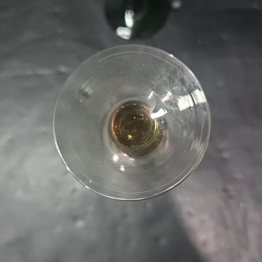 Etched Leaves Champagne Glasses, Set of 2, Green & Yellow Stem, Vintage Stemware - Thumbnail 7