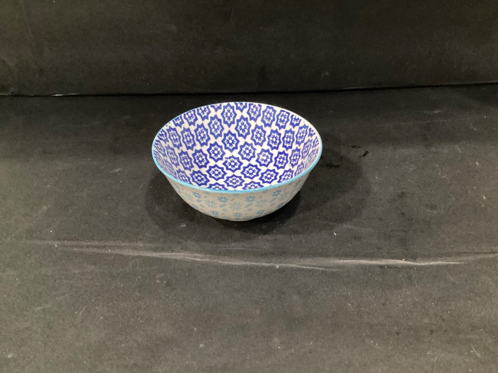 Dover & York Cereal Soup Bowl Geometric White Blue