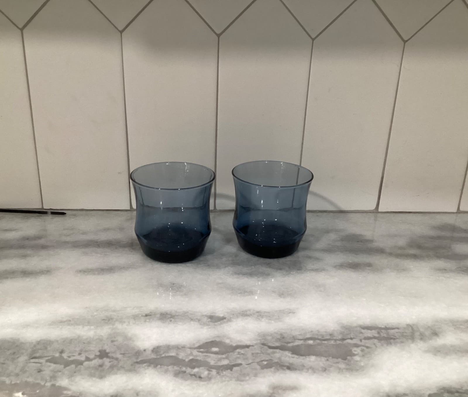 Vintage Libbey Apollo Dusky Blue Small 3” Juice Glasses Set of 2 - Thumbnail 8