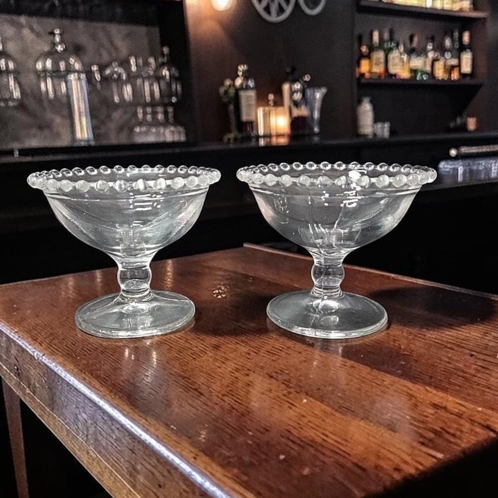 Imperial Glass Candlewick Sherbet Glasses, Set of 2, Vintage Clear Compote Dish