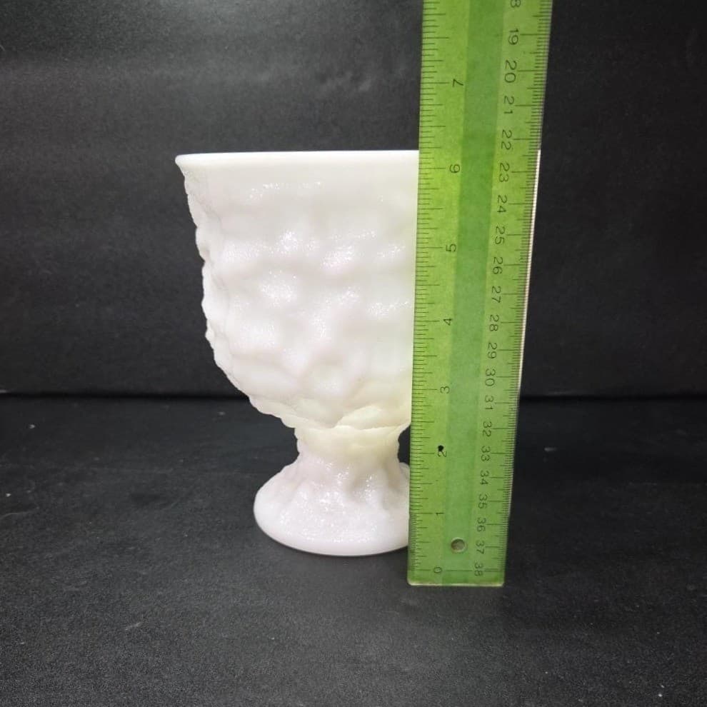 EO Brody White Milk Glass Pedestal Compote, Centerpiece Vase Replacement Planter - Thumbnail 10
