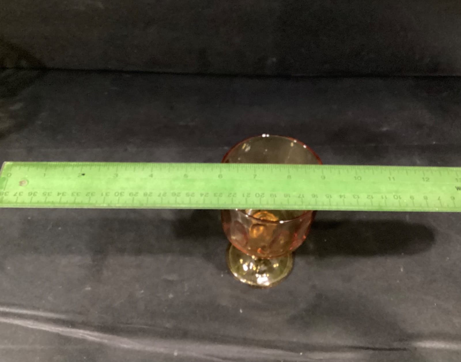 Set Of 4 Vintage Hazel Atlas El Dorado Amber Gold Wine Glass Goblets Thumbprint - Thumbnail 6