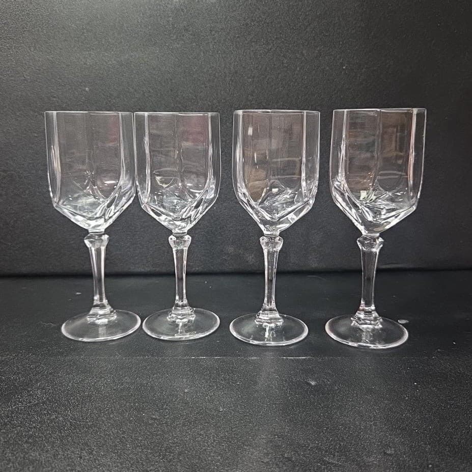 Crystal Clear Octagon Cordial Glasses, Set Of 4, Vintage Goblets, Replacement - Thumbnail 3