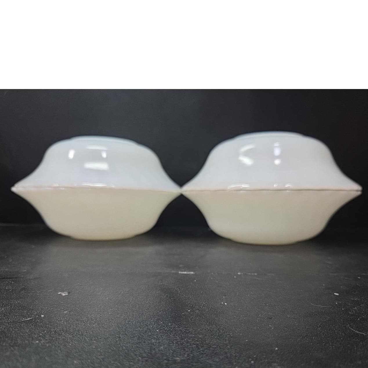 Anchor Hocking Suburbia Swirl Milk Glass Bowls, Set of 4, Gold Rim, Replacements - Thumbnail 8
