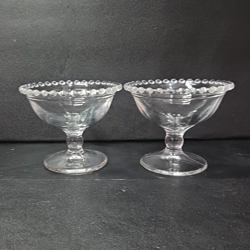 Imperial Glass Candlewick Sherbet Glasses, Set of 2, Vintage Clear Compote Dish - Thumbnail 5