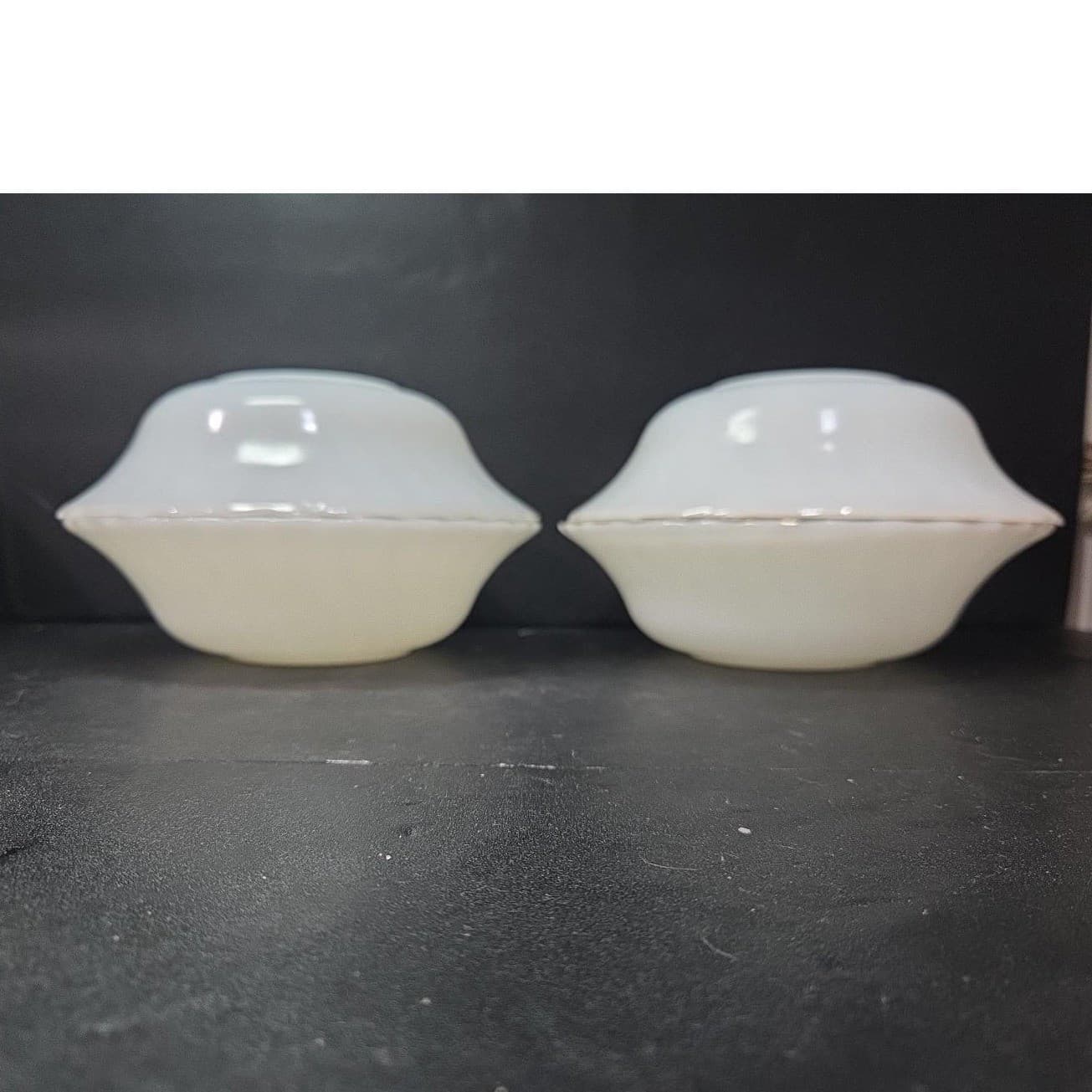 Anchor Hocking Suburbia Swirl Milk Glass Bowls, Set of 4, Gold Rim, Replacements - Thumbnail 11