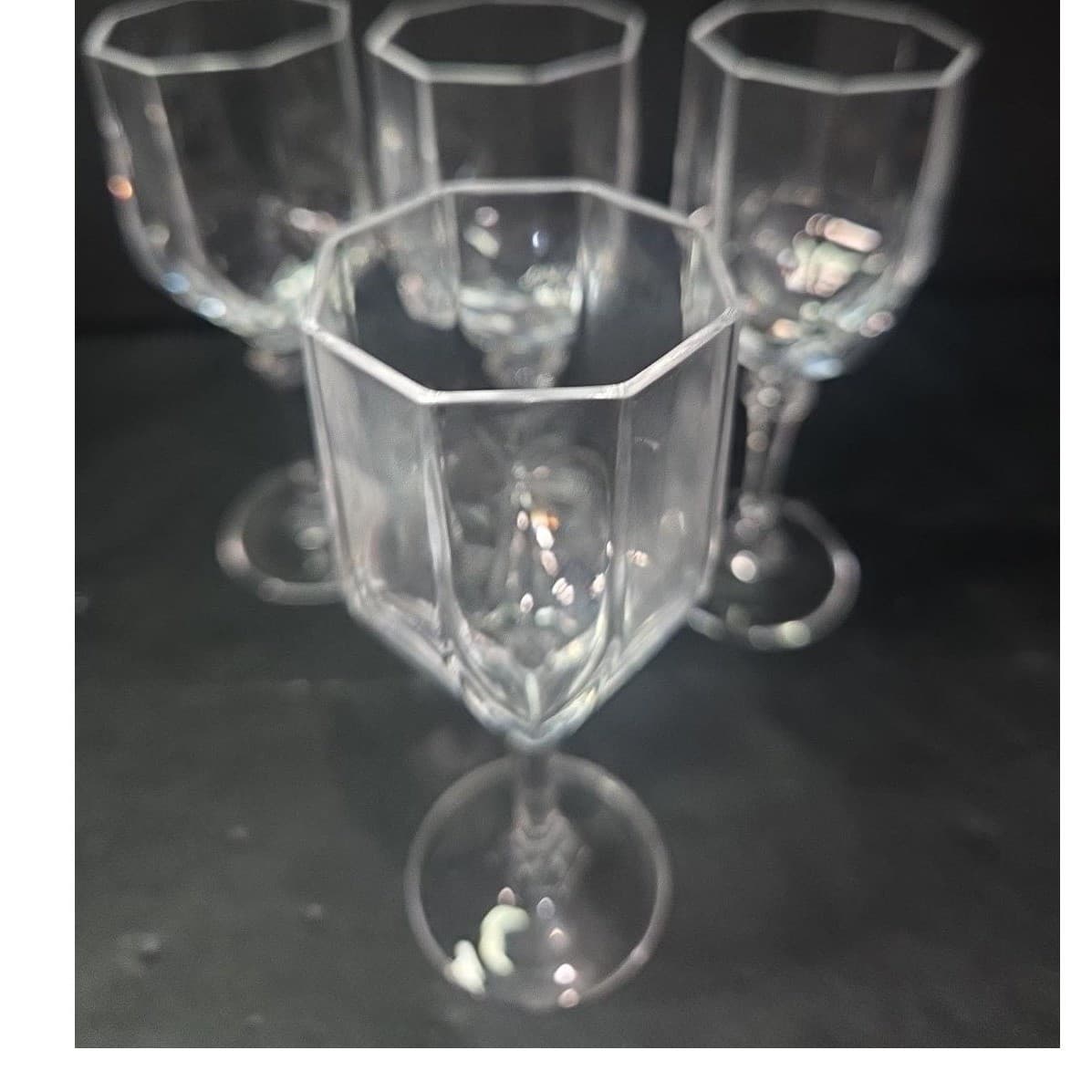 Crystal Clear Octagon Cordial Glasses, Set Of 4, Vintage Goblets, Replacement - Thumbnail 6