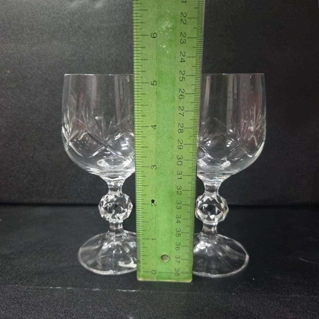 Crystalex Clear Wine Glasses, Set of 2, Fan Textured Design Replacement Stemware - Thumbnail 9