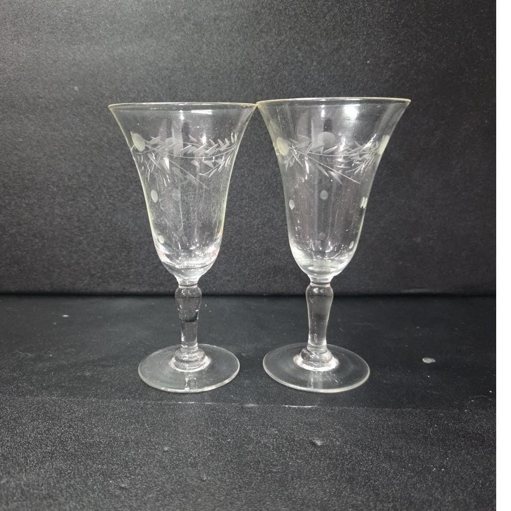Willow Moon Floral Etched Cordial Glasses, Set of 2 Replacement Crystal Stemware - Thumbnail 5