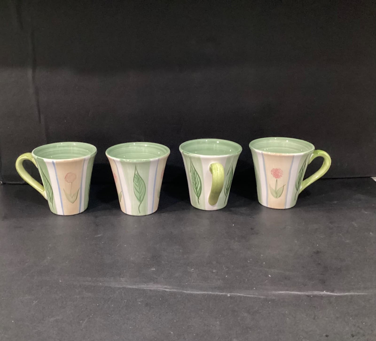 Set of 4 Meiwa Coffee Cups Mugs 12 ounces Handpainted - Thumbnail 2