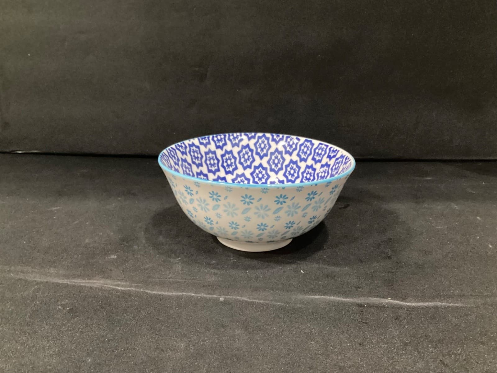 Dover & York Cereal Soup Bowl Geometric White Blue - Thumbnail 12